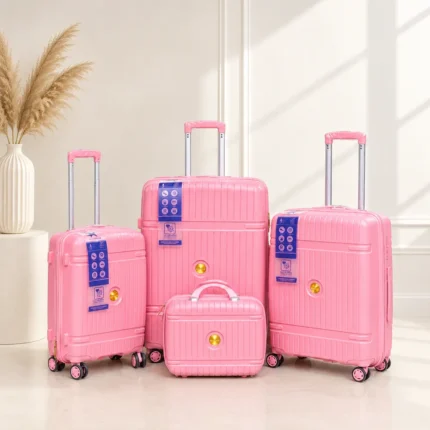 Swiss Polo 4-Piece Luggage Set with TSA Lock & Handbag – 20", 24" & 28" | Pink color