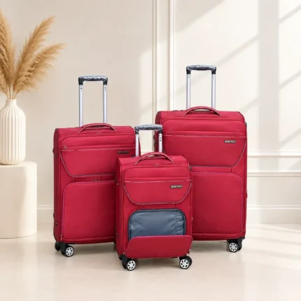 Red color 3-Piece Polyester Luggage Set – Travel Suitcase Set | Ikeja Bags Shop near me